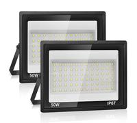 Plazique Faretto LED da Esterno 50W,2 Pezzi 5000LM Luci da Esterno,7000K Luce Bianca Fredda,IP67 Impermeabile,72 LEDs Faretti da esterno per giardino, cortile, garage,vialetto, officina