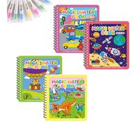 PLCatis 4 pezzi libro da colorare ad acqua con penne ad acqua per bambini riutilizzabile libro da colorare Water Wow libro da colorare Magic Water Book regalo per ragazzi e ragazze