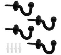 PLCatis 4Pz Tenda del Gancio U Holder in Lega di Zinco 38 * 30mm Ganci Fermatende Decorativi con Spina di Espansione da Porta da Parete per Tenda Vestiti Chiave Ganci Nero