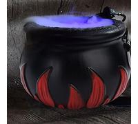 Plcnn Decorazione per Feste di Halloween, Calderone Decorazioni per Halloween Strega di Halloween Macchina per Il Fumo Nebulizzatore con Luce a LED Che Cambia Colore(Fiamma Rossa)