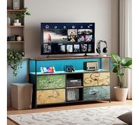 Plcnn Mobile TV con LED, mobile TV con 4 cassetti in tessuto, tavolo TV con 2 scomparti aperti, mobile TV, struttura in acciaio, mobile per soggiorno, camera da letto (colorato, 108x29.8x76.8)