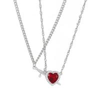 PLCPDM 2 collane con ciondolo a forma di cuore e frecce, simbolo d'amore, per San Valentino o anniversari, Metallo