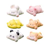 PLCPDM 6Pieces Animale Del Fumetto Resine Miniature Figure Decors Per Scaffale Libro O Tavolino Display Auto Cruscotto Ornamenti Accessori Da Scrivania