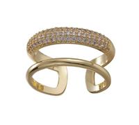 PLCPDM Anello regolabile a doppia fascia, con pietre di zirconia, per donne alla moda e appassionati di gioielli, Rame