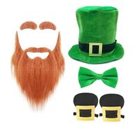 PLCPDM Barba e cappello a cilindro Bowtie Costume Set per StPatrick Day Holiday Props Irish National Day Celebration Festival Accessori