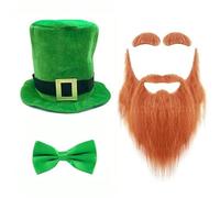 PLCPDM Barba e cappello a cilindro Bowtie Costume Set per StPatrick Day Holiday Props Irish National Day Celebration Festival Accessori