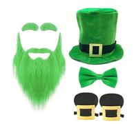 PLCPDM Barba e cappello a cilindro Bowtie Costume Set per StPatrick Day Holiday Props Irish National Day Celebration Festival Accessori