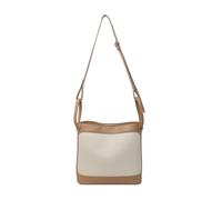 PLCPDM Borsa a tracolla in pelle PU alla moda borsa a tracolla borsa a tracolla colore a contrasto per il lavoro di viaggio delle donne e shopping borsa a tracolla, Bianco con cachi, One Size