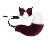 PLCPDM Cerchietto realistico con orecchie di volpe rosse con morbida coda pelosa per un uso confortevole, design antiscivolo e orecchie da animale da palcoscenico, set di fascia e coda in morbido