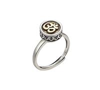 PLCPDM Decompressione sanscrito Retro semplice letterario Mantra a sei caratteri in argento rotanti per dito indice regolabile femminile per le donne