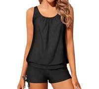 PLCPDM Elegante costume da bagno a due pezzi con design diviso per feste in spiaggia in piscina comodo tankini a vita alta in colori assortiti pantaloni da nuoto con gilet