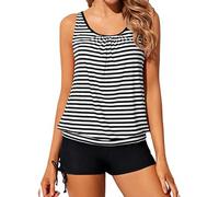 PLCPDM Elegante costume da bagno a due pezzi con design diviso per feste in spiaggia in piscina comodo tankini a vita alta in colori assortiti pantaloni da nuoto con gilet