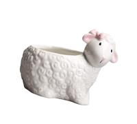 PLCPDM Fioriera decorativa in ceramica modellata a forma di pecora, contenitore multifunzionale per giardinaggio per cespugli e medicinali, in caso contrario, portaoggetti da scrivania, adorabile vaso