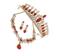 PLCPDM Parrucchino multifunzione da principessa, collana con ciondolo e orecchini pendenti, set gioielli abbaglianti, adatto per essere indossato tutto giorno, set gioielli da sposa con con
