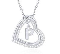 PLCPDM Personalizza la collana con ciondolo a forma di cuore con zirconi scintillanti per donne e coppie alla moda abbigliamento casual gioielli intarsiati con zirconi, C, come descritto, come