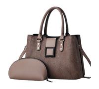 PLCPDM Retro Donna 2pcs Borsa A Tracolla E Borsa Set PU Pelle Top Handle Satchel Con Tracolla Regolabile Borse A Tracolla Per Le Donne, Caff, One Size