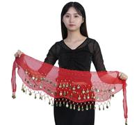 PLCPDM Sciarpa Anca Danza del Ventre con Gonna Sciarpa da Cintura con Moneta d'oro 72/98 per Le Donne Gonna Avvolgere Regali Costumi Pancia