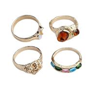 PLCPDM Set di 4 anelli in resina alla moda, gioielli unici che offrono design unici adatti a vari look alla moda, Metallo