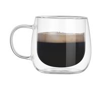 PLCPDM Tazza da caffè in vetro a doppio strato da 250 ml, con manico, per bevande calde e fredde, decorazione per la casa, a prova di ustione, per bevande calde