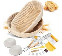 Pleafind Cestino da Lievitazione, Set di 9 cestini lievitazione pane, 25 cm, ovali e 23 cm, rotondi, con accessori facili da pulire, per principianti e professionisti nella cottura del pane
