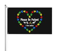 Please Be Patient I Have Autism Dinosaur Bandiera Da Cortile Colorato Bandiera Da Esterno Con Occhielli Bandiere Da Giardino 90X150Cm Per Casa Festival Patio