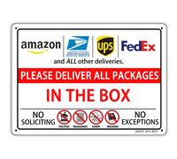 Please Deliver All Packages IN THE BOX Package Delivery Sign - Metal Aluminum Rust Free - 7 x 9.8 Pre-Drilled Holes Weather Resistant