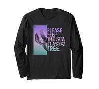 Please Keep The Sea Plastic Free con pesce pipistrello Maglia a Manica