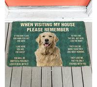 Please Remember Golden Retriever House Rules Zerbino Asciugapassi Trappola Sporco Zerbino Ingresso Morbido Tappeti Da Bagno Per Vasca Doccia Esterno 40X60 Cm