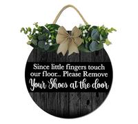 Please Remove Your Shoes,Cartello rustico rotondo in legno da appendere, decorazione da parete