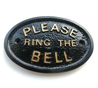 PLEASE RING THE BELL Casa Porta Placca Insegna Giardino - Nuovo (Nero)