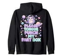Please Tongue Punch My Fart Box Space Cat Felpa con Cappuccio