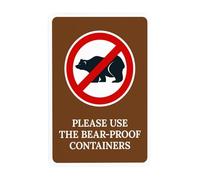 Please Use The BearProof Containers, segnale di avvertimento per la sicurezza della fauna selvatica, cartelli in metallo per esterni, interni, strada, cortile, garage, casa, lavoro, parete, sicurezza