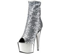 Pleaser ADORE-1008SQ Slv Sequins/Slv Chrome UK 4 (EU 37)