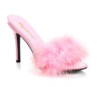 Pleaser Alto Tacco a Spillo Sandali 10.2cm Pelliccia Slip On Trascinamento
