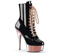 Pleaser DELIGHT-1020 Blk Pat/Rose Gold Chrome UK 8 (EU 41)