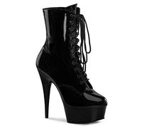 Pleaser Delight 1020 Stivaletti a gamba corta, senza imbottitura, Donna, Nero (Schwarz (Blk Pat/Blk)), 38