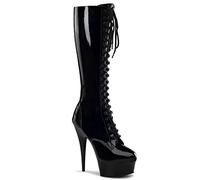 Pleaser Delight-2023, Stivali con Gambale Corto Donna, Nero Nero Blk STR Pat Blk, 38 EU