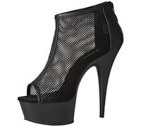 Pleaser DELIGHT-600-12, Stivaletti Donna, Nero (Blk Faux Leather-Fishnet/Blk Matte), 40 EU