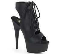 Pleaser DELIGHT-600-20 Blk Faux Leather/Blk Matte UK 2 (EU 35)