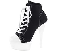 Pleaser DELIGHT-600SK-02 Blk Canvas/Neon White UK 3 (EU 36)