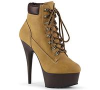 Pleaser DELIGHT-600TL-02 Tan Nubuck Faux Leather/Dark Brown Matte UK 7 (EU 40)