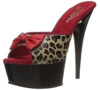 Pleaser DELIGHT-601-6 Tan Leopard Print Faux Leather/Blk UK 6 (EU 39)