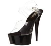 Pleaser - DELIGHT-608, Sandali da Donna, Multicolore(Clear/Black), 40