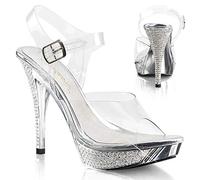 Pleaser Elegant 408, Sandali Donna, Trasparente (Clr/Slv Chrome), 37 EU (4 UK)