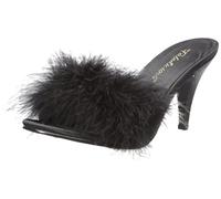 Pleaser EU-AMOUR-03 AMO03/B/SAT, Sandali col Tacco Donna, Nero (Schwarz (Blk Satin-Fur)), 42