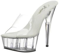 Pleaser EU-DELIGHT-601 DEL601/C/M, Sandali col Tacco Donna, Trasparente (Transparent (Clr/Clr)), 36