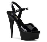 Pleaser EU-DELIGHT-609 DEL609/B/M, Sandali col Tacco Donna, Nero (Schwarz (Blk Pat/Blk)), 37