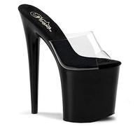 Pleaser EU-FLAMINGO-801 FLAM801/C/B, Sandali col tacco Donna, Bianco (Transparent (Clr/blk)), 38