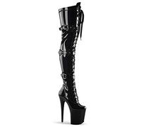 Pleaser FLAMINGO-3028 Blk STR Faux Leather/Blk Matte UK
