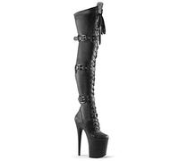 Pleaser FLAMINGO-3028 Blk STR Faux Leather/Blk Matte UK 8 (EU 41)